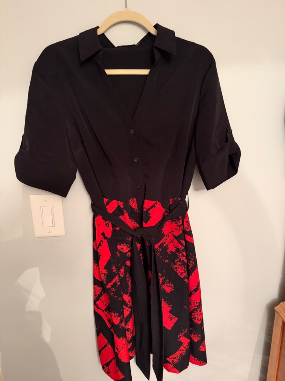 Black & Red Printed Shirt Dress with Tie Waist The Limited size 14